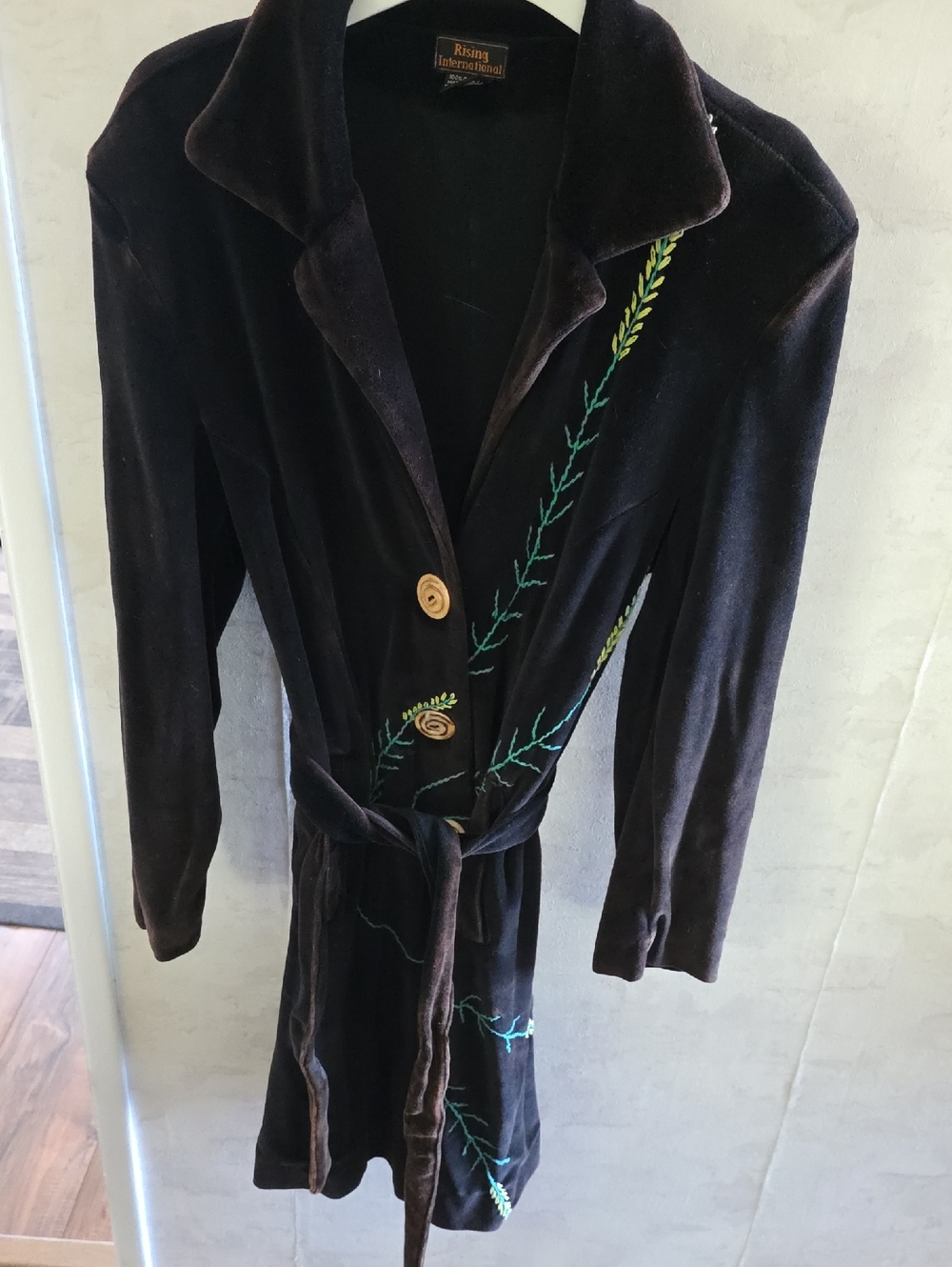 Rising International Black/brown Coat with Geen Contrast. Orange Logo